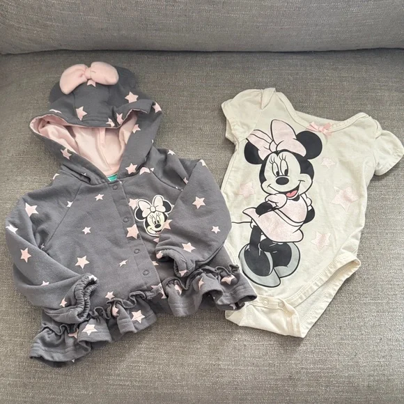 Disney Minnie Mouse Gray and Cream Bodysuit & Jacket Set - Picture 1 of 7